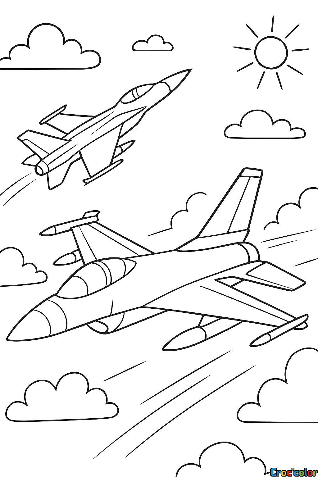 Avion de chasse à colorier