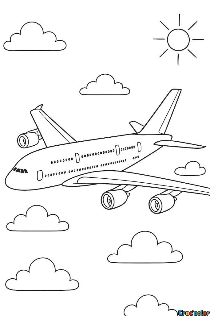 Avion de ligne à colorier