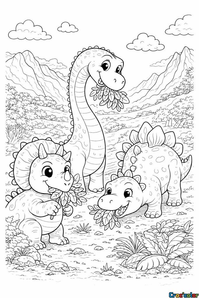 Coloriage Bébés Dinosaures : Un Festin Préhistorique Adorable à Imprimer