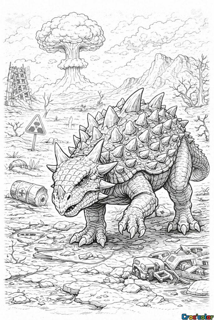 Coloriage Dinosaure de l’Apocalypse : L’Ankylosaure Survivant