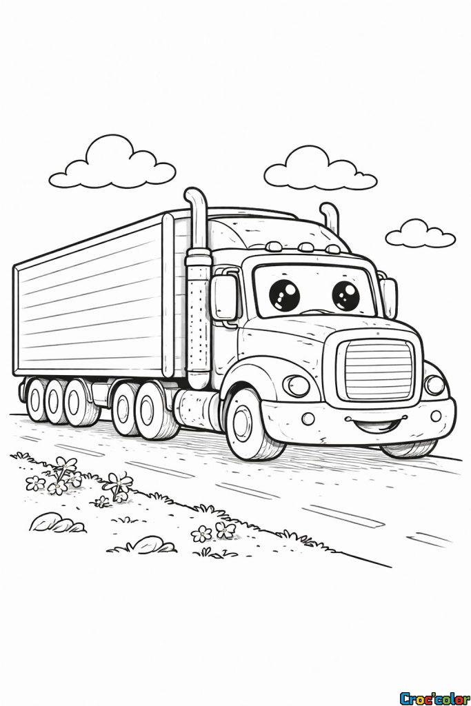Coloriage Petit Camion Rigolo : Une Aventure Souriante à Imprimer
