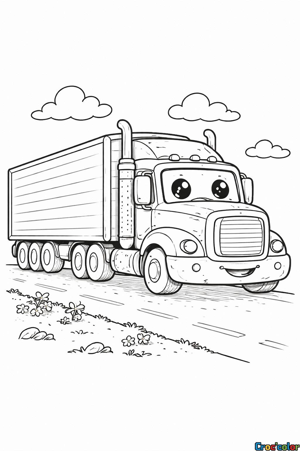 Coloriage Petit Camion Rigolo : Une Aventure Souriante à Imprimer