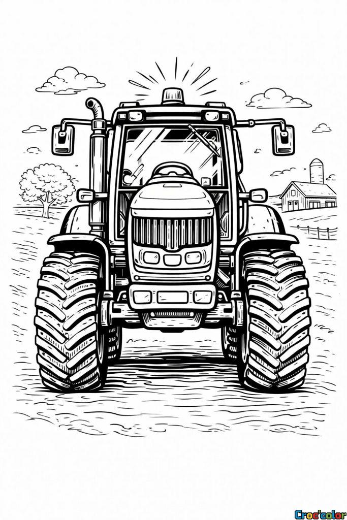 Coloriage Tracteur : Une Journée de Travail à la Ferme à Imprimer