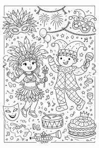 Coloriage Carnaval des Enfants : Une Fête Joyeuse et Colorée à Imprimer