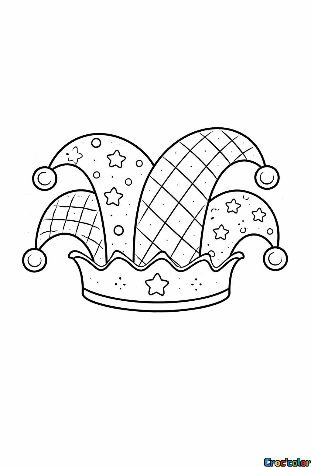 Coloriage Chapeau de Bouffon : Un Accessoire de Fête Rigolo à Imprimer