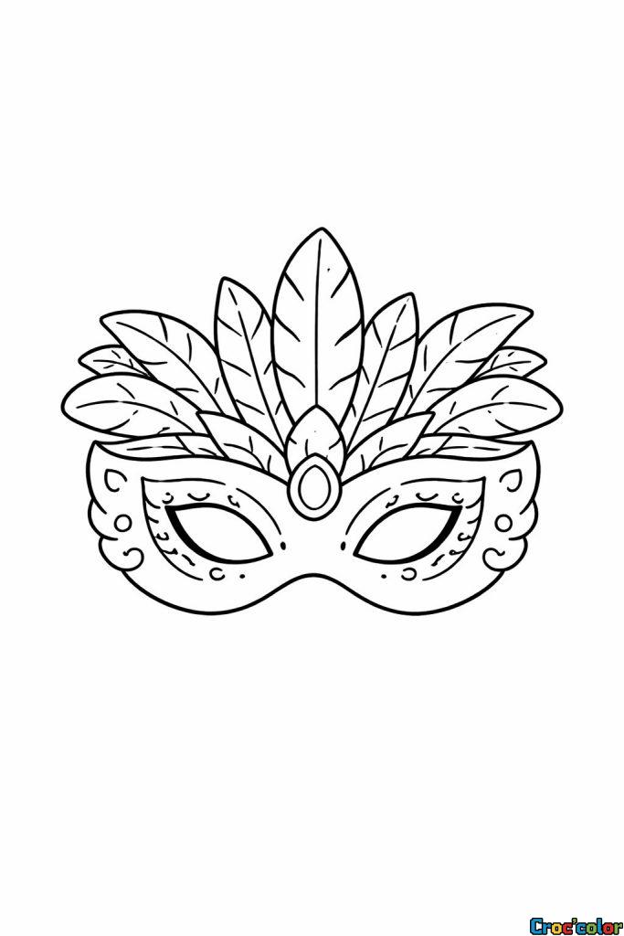 Coloriage Masque de Carnaval à Plumes : Une Activité Créative pour Mardi Gras