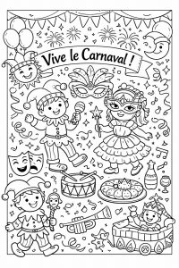 Coloriage Vive le Carnaval : Une Grande Fête Magique à Imprimer