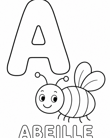 Coloriage Lettre A comme Abeille : Alphabet Abécédaire Maternelle à Imprimer
