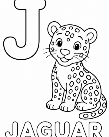 Coloriage Lettre J comme Jaguar : Abécédaire des Animaux pour Enfant