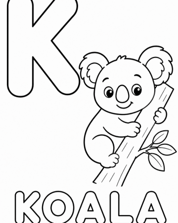 Coloriage Lettre K comme Koala : Abécédaire Animaux pour Maternelle
