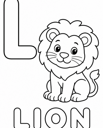 Coloriage Lettre L comme Lion : Abécédaire Animaux pour Maternelle