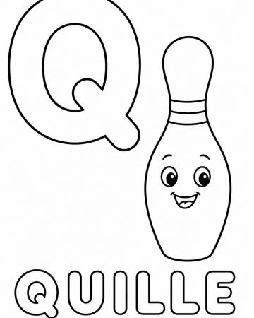 Coloriage Lettre Q comme Quille : Abécédaire Rigolo pour Maternelle