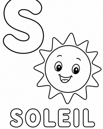 Coloriage Lettre S comme Soleil : Abécédaire Rigolo pour Maternelle