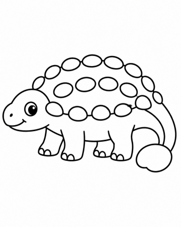 Coloriage Ankylosaure Mignon Maternelle - Dessin Dinosaure à Carapace Facile à Imprimer Gratuit