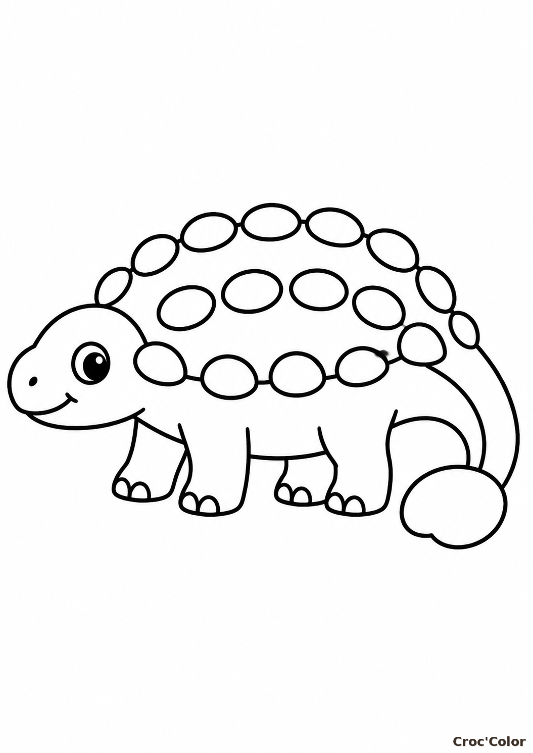 Coloriage Ankylosaure Mignon Maternelle - Dessin Dinosaure à Carapace Facile à Imprimer Gratuit