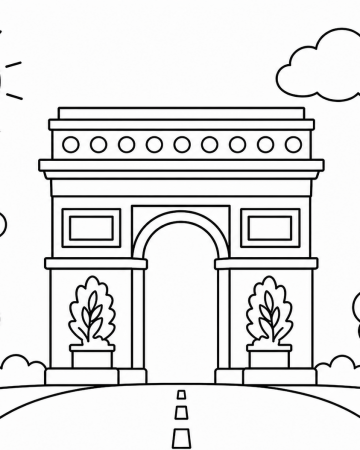 Coloriage Arc de Triomphe Facile pour Maternelle - Dessin Paris à Imprimer