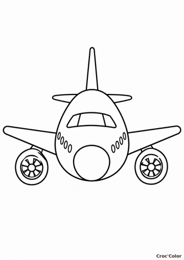 Coloriage Avion de Face Facile Maternelle - Dessin Avion de Ligne à Imprimer Gratuit