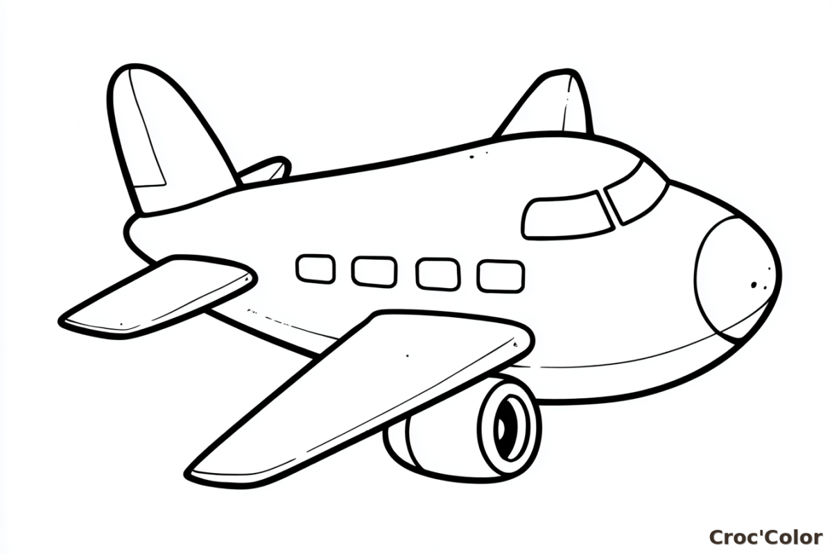 Coloriage Avion Facile Maternelle - Dessin Petit Avion Rétro à Imprimer Gratuit