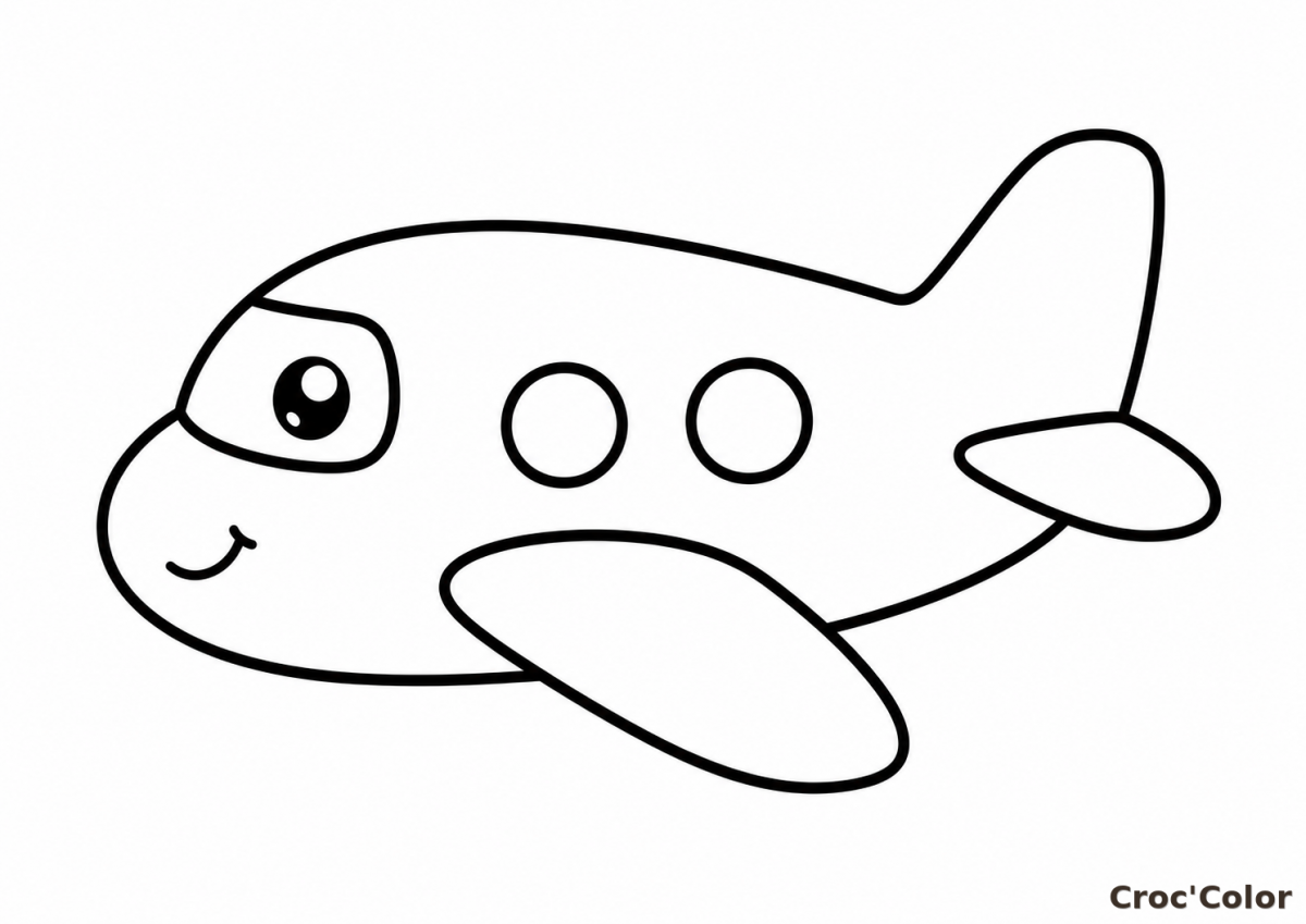Coloriage Avion Facile Maternelle - Dessin Petit Avion Rigolo à Imprimer Gratuit