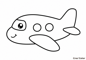 Coloriage Avion Facile Maternelle - Dessin Petit Avion Rigolo à Imprimer Gratuit