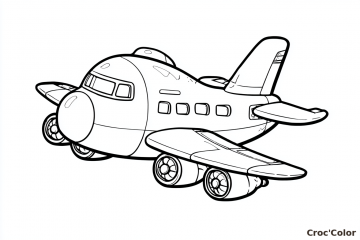 Coloriage Avion de Ligne Facile Maternelle - Dessin Gros Avion Cartoon à Imprimer Gratuit