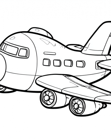 Coloriage Avion de Ligne Facile Maternelle - Dessin Gros Avion Cartoon à Imprimer Gratuit