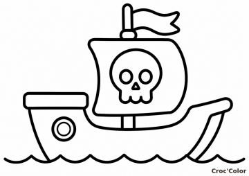 Coloriage Bateau Pirate Facile Maternelle - Dessin Navire Simple à Imprimer Gratuit