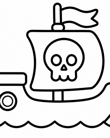Coloriage Bateau Pirate Facile Maternelle - Dessin Navire Simple à Imprimer Gratuit
