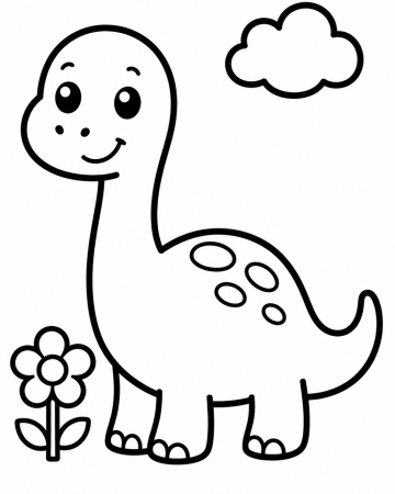 Coloriage Bébé Diplodocus Facile Maternelle - Dessin Dinosaure Mignon à Imprimer