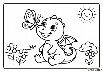 Coloriage Bébé Dragon Facile Maternelle - Dessin Papillon et Nature à Imprimer