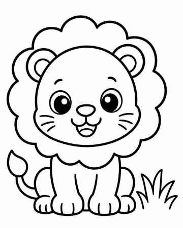 Coloriage bébé lion kawaii - Dessin facile pour enfants à imprimer