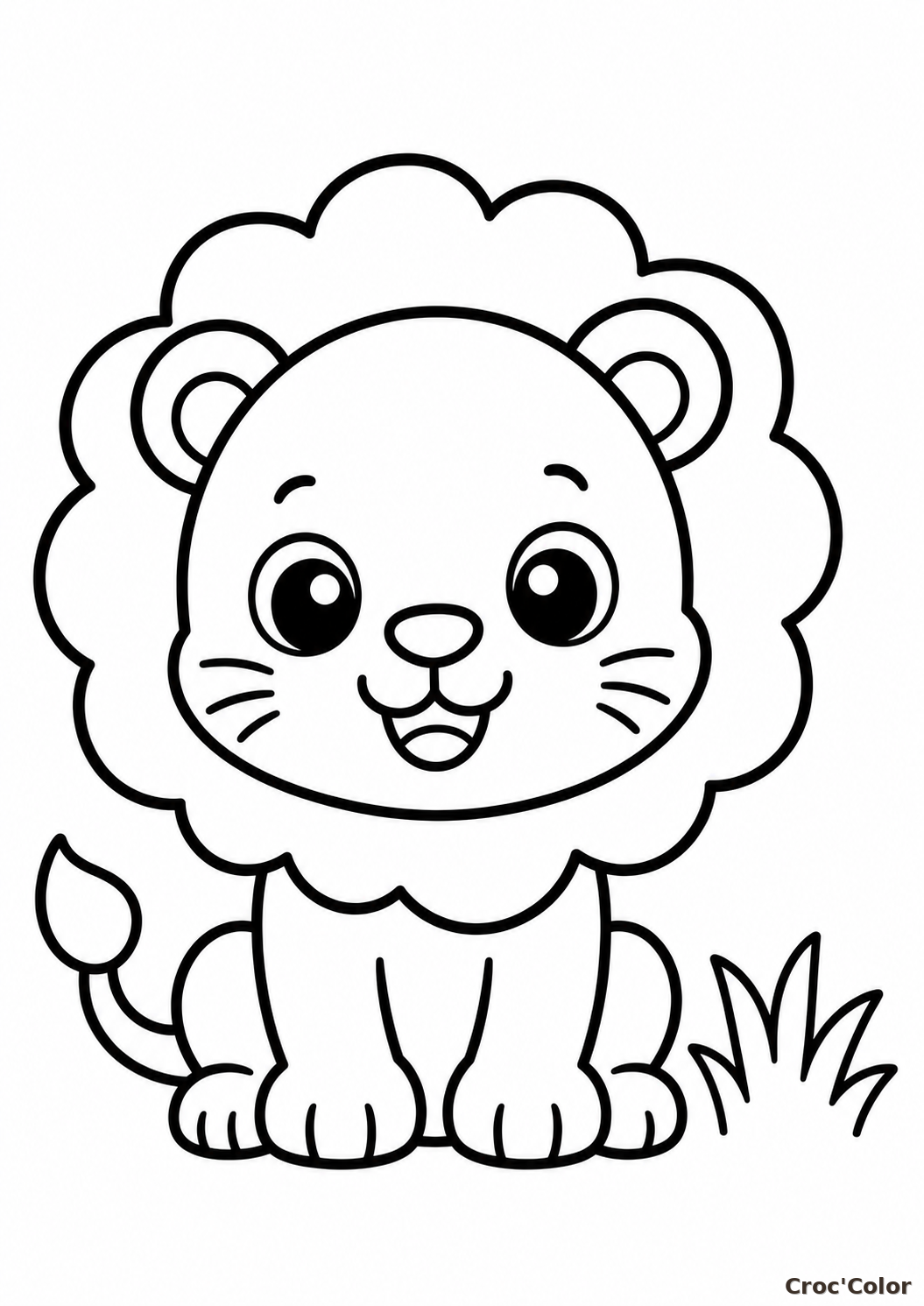 Coloriage bébé lion kawaii - Dessin facile pour enfants à imprimer