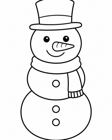 Coloriage Bonhomme de Neige Facile Maternelle - Dessin Hiver Rigolo à Imprimer Gratuit