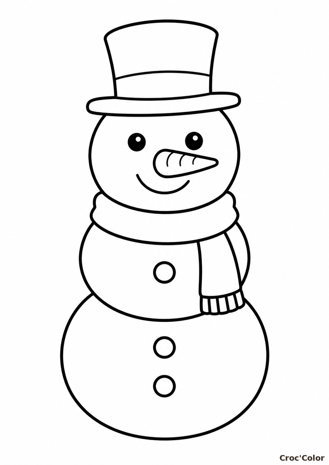 Coloriage Bonhomme de Neige Facile Maternelle - Dessin Hiver Rigolo à Imprimer Gratuit