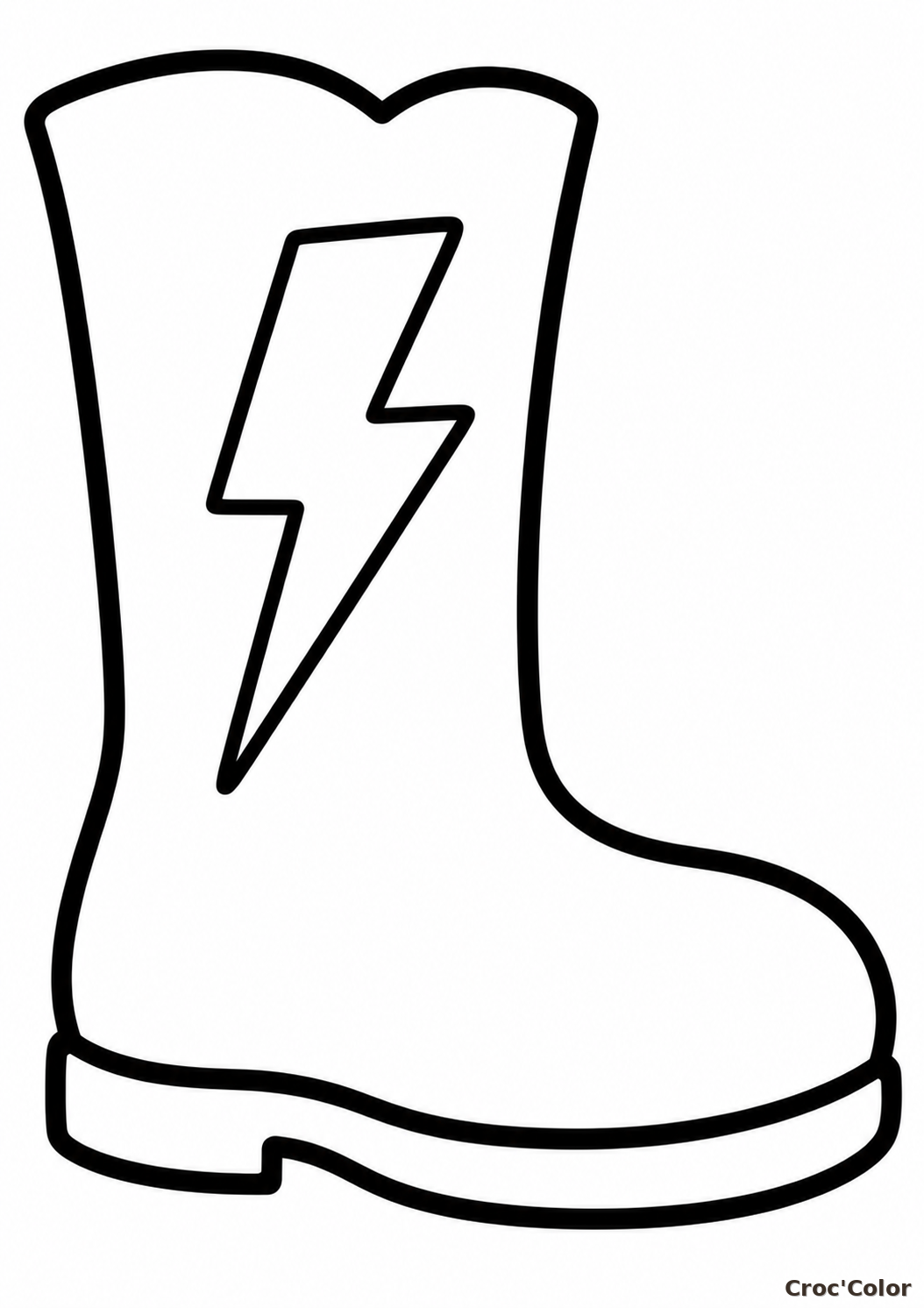 Coloriage Botte de Super-Héros Facile Maternelle - Dessin Botte Magique, Éclair et Costume à Imprimer Gratuit