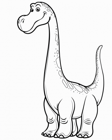 Coloriage Brachiosaure Mignon Maternelle - Dessin Dinosaure Long Cou Facile à Imprimer Gratuit