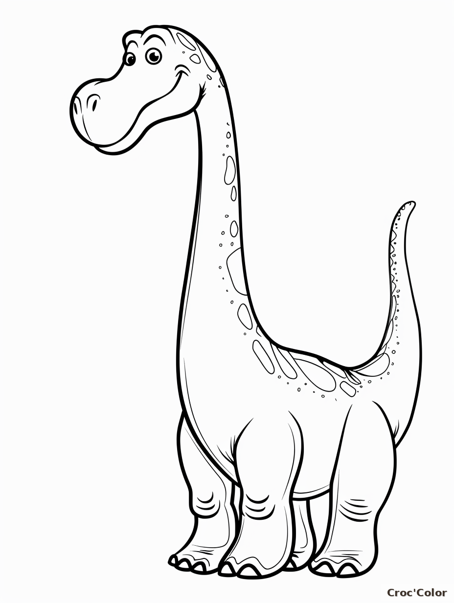 Coloriage Brachiosaure Mignon Maternelle - Dessin Dinosaure Long Cou Facile à Imprimer Gratuit