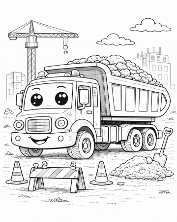 Coloriage Camion Benne Facile - Dessin Camion de Chantier Maternelle à Imprimer Gratuit