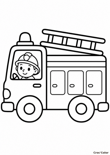 Coloriage Coloriage Camion de Pompiers Facile Maternelle – Dessin Pompier au Volant à Imprimer Gratuit à imprimer