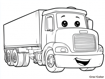 Coloriage Camion Facile Maternelle - Dessin Gros Camion de Marchandises à Imprimer Gratuit