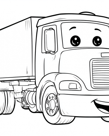 Coloriage Camion Facile Maternelle - Dessin Gros Camion de Marchandises à Imprimer Gratuit
