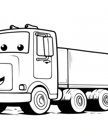 Coloriage Camion Facile Maternelle - Dessin Grand Camion Remorque à Imprimer Gratuit