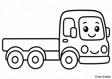Coloriage Camion Facile Maternelle - Dessin Petit Camion Kawaii à Imprimer Gratuit