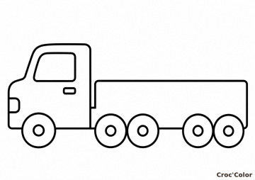 Coloriage Camion Facile Maternelle - Dessin Camion à Plateau Simple à Imprimer Gratuit