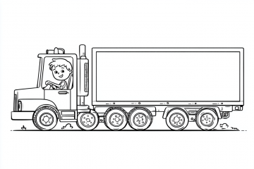 Coloriage Camion Remorque Facile Maternelle - Dessin Grand Camion de Transport à Imprimer Gratuit