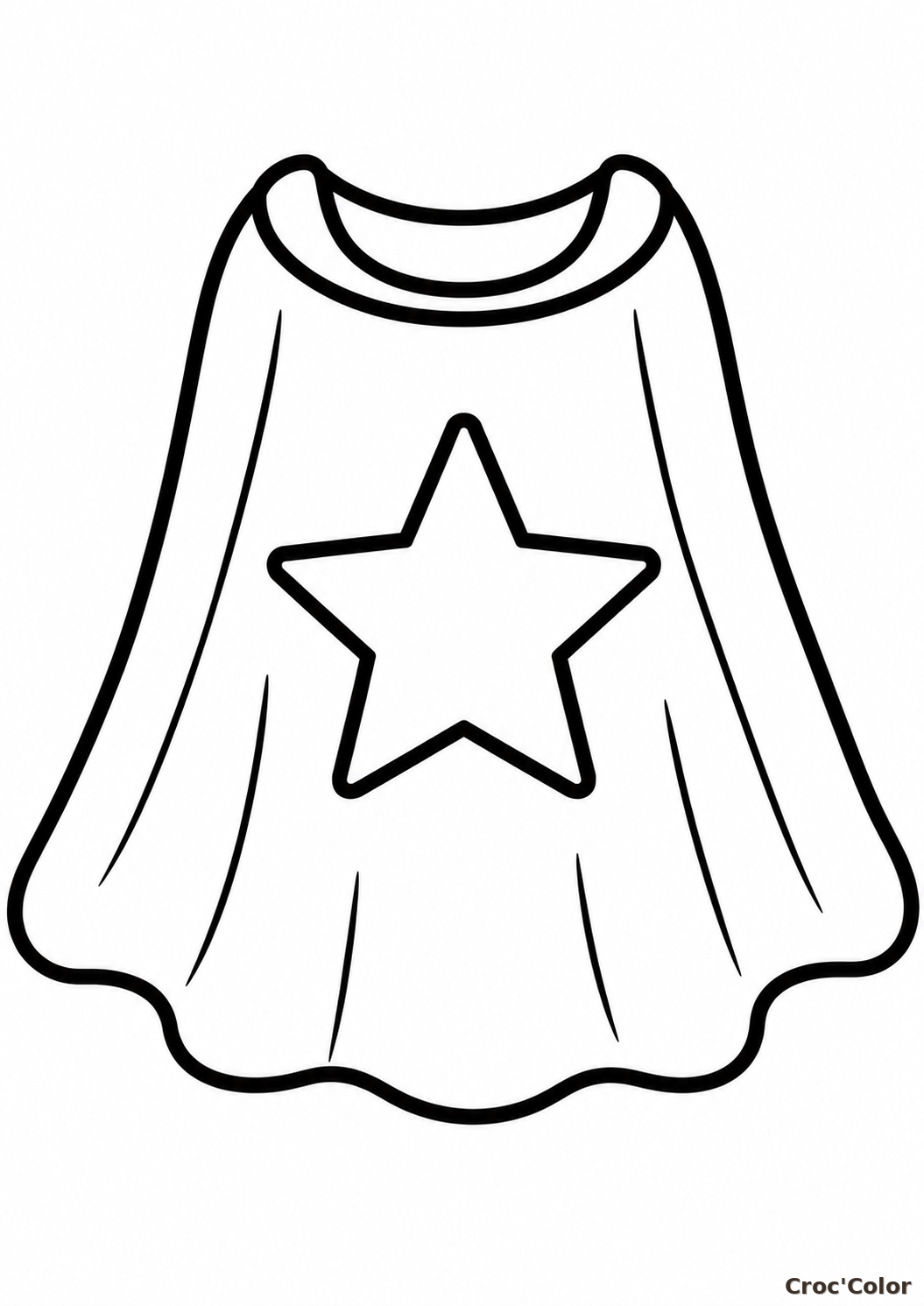Coloriage Cape de Super-Héros Facile Maternelle - Dessin Cape avec Étoile à Imprimer Gratuit