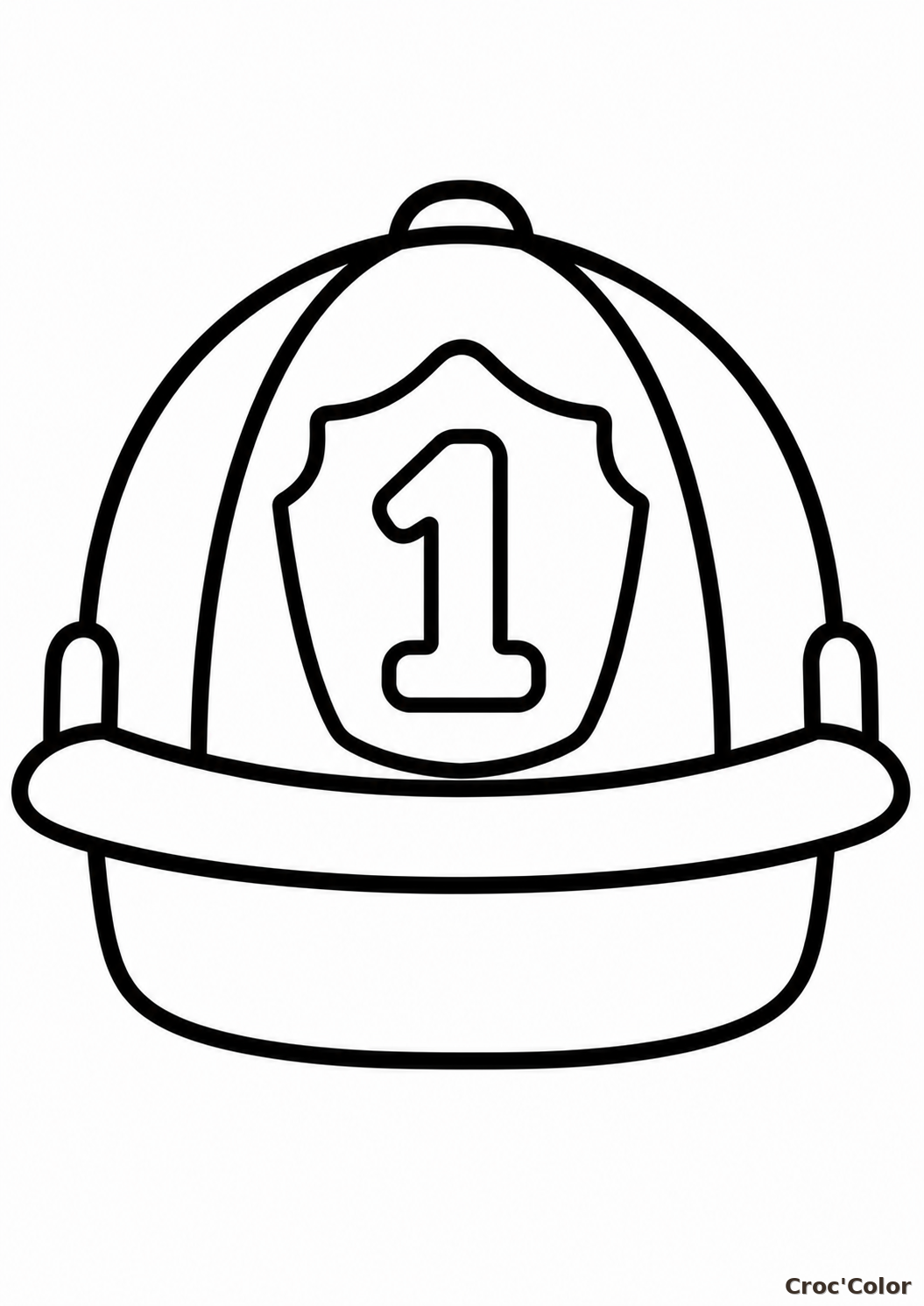 Coloriage Casque de Pompier Facile Maternelle - Dessin Casque Pompier Numéro 1 à Imprimer Gratuit