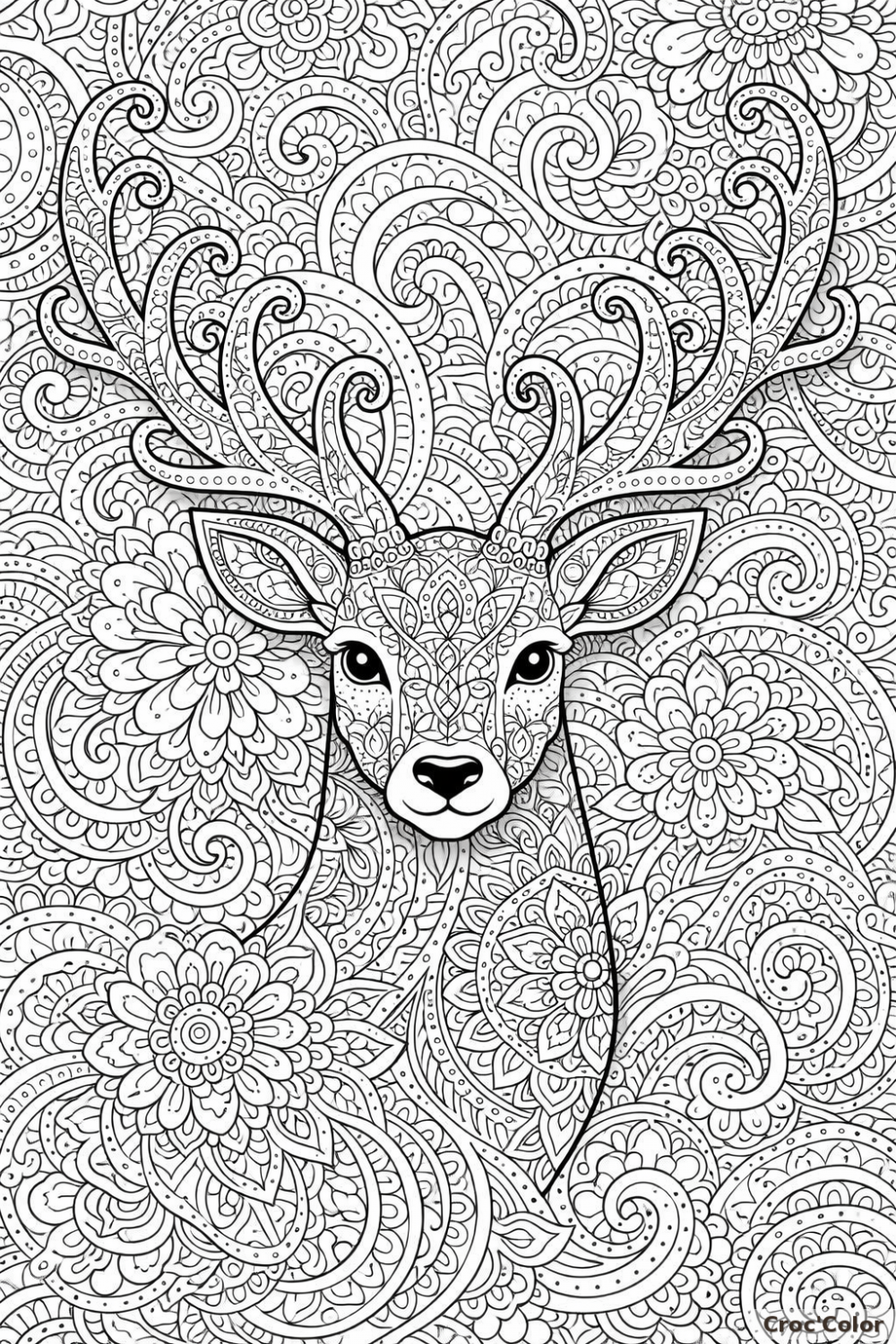 Coloriage Cerf Mandala Adulte - Dessin Zentangle Majestueux à Imprimer