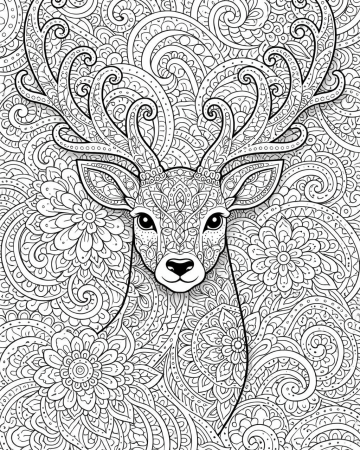 Coloriage Cerf Mandala Adulte - Dessin Zentangle Majestueux à Imprimer