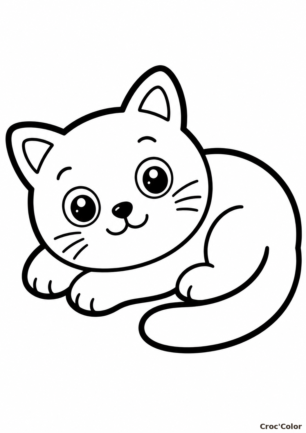 Coloriage Chat Facile Maternelle - Dessin Petit Chaton Mignon à Imprimer Gratuit